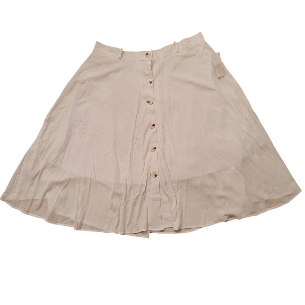 New Directions White Curvy Fit Buttoned Midi Skirt 2X Summer Cruise Beach